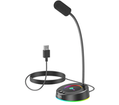 Lenovo Lecoo MC01 Micrófono con cable con efecto de luz colorida 360° Micrófono flexible para tabletas y ordenadores