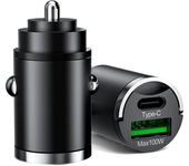 Cargador de Coche Olaf 100W con Adaptador USB PD de 2 Puertos USB-A+Type-C para Carga Rápida para iPhone 12 13 14 14 Pro