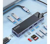 Estación de acoplamiento Orico 10 en 1 Tipo C con USB3.0*4 / PD USB-C*2 / HD*1 / RJ45*1 / Lector de tarjetas SD&TF - Hub