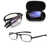 Gafas de lectura plegables TR90 con estuche con cremallera unisex, portátiles y ligeras, gafas presbiópicas +1.5 ~ 3.5