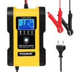 Cargador de Batería FOXSUR 7-Etapas 12V 6A 24V 3A Pantalla Táctil LCD Reparación de Pulsaciones Automático Para Coche Mo