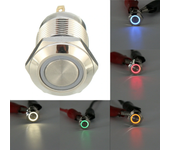Interruptor impermeable momentáneo de metal con luz LED de 12 mm y 4 pines, DC 12V, botón de presión