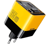 [GaN Tech] WEKOME WP-U39 Cargador USB PD de 65W 2 puertos USB-A+USB-C con cable Tipo-C telescópico integrado Cargador rá