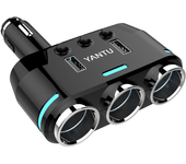 Cargador de coche YANTU 12V-24V con toma de corriente para coche y 2 puertos de carga USB de 3.1A. Carga rápida QC3.0 si
