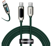 Cable Baseus 100W LED Display Tipo C a Tipo C PD Poder Delivery de 2 metros con chip E-mark para carga rápida y transfer