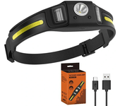 Linterna frontal LED inteligente de 600 lúmenes XPG + COB con doble fuente de luz y luz de seguridad, lámpara de cabeza