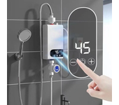 MROSAA Calentador de agua eléctrico instantáneo sin tanque de 4500W con pantalla táctil HD para sistema de ducha en baño