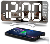 Espejo LED inteligente Reloj digital Reloj despertador Reloj digital LED Espejo con atenuación automática Reloj digital