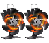 Ventilador de chimenea IPRee de 6 aspas,ventilador negro para estufa de leña,eco-ventilador,ventilador de chimenea silen