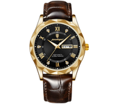 Relojes de hombre de lujo POEDAGAR, impermeables, luminosos, de cuero, reloj de cuarzo, moda, reloj de muñeca con fecha