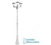 Farola exterior aluminio auriga 3xe27 blanco ip44 220x62x62 cm regulable en altura