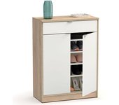 Briebe Domus Zapatero Entrada Recibidor, Mueble Auxiliar Estrecho Zapatos, 2 Puertas, 1 Cajón 101x75x36 cm Blanco