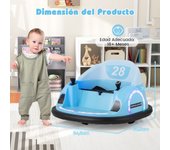 Costway Coche de Choque para Niños a Batería con Luces LED Conexión Inalámbrica Música y Sonido Giro de 360° 6V Juguete Eléctrico de Choque