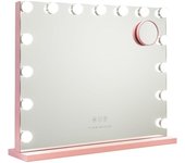 Flamingueo Espejo Maquillaje con Luz 15 Bombillas LED 3 Modos de Luz Control Táctil Rosa