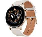 Huawei Watch GT 3 Reloj Smartwatch 42mm Edición Elegant Dorado con Correa de Piel Blanca