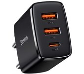Cargador Baseus CCXJ-E01 1 puerto USB-C carga rápida, protección sobrecalentamiento, Negro