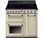 Cocina Smeg TR93IP2 90x60cm Inducción Crema 5 zonas 2 Hornos Termoventilados Vapor Clean