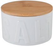 Bote para sal en escamas bambú y cerámica Ø8x5cm