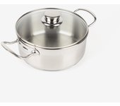 Cacerola de acero inoxidable con tapa de cristal Ø20cm