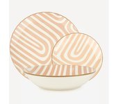Vajilla de porcelana de 18 piezas estampado beige Aberin