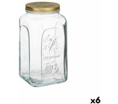 Tarro homemade transparente dorado metal vidrio 3 l 13 x 25 x 13 cm (6 unidades)