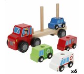 Camión portavehículos y coches 25 x 13 x 6 cm (6 unidades)