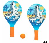 Palas de playa con pelota aktive tiburón 19,5 x 38 cm (24 unidades)