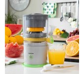 InnovaGoods® Exprimidor de naranjas automático recargable 250ml, 40W, exprimidor manos libres, tapón antigoteo, alta eficiencia 90% USB-C, portátil, cepillo de limpieza, exprimidor para frutas blandas