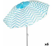 Sombrilla de playa aktive azul ø 220 cm 220 x 200 x 220 cm (6 unidades)