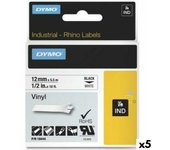Cinta laminada para rotuladoras rhino dymo id1-12 12 x 5,5 mm negro blanco vinilo autoadhesivas (5 unidades)