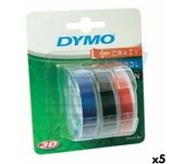 Cinta laminada para rotuladoras dymo 9 mm x 3 m rojo negro azul (5 unidades)
