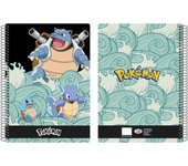 Pokémon- Cuaderno Folio 80 Hojas, SquirtleTapa Dura, Cuadricula 4x4 mm, Espiral, Material escolar, Papeleria, Color Azul, Producto Oficial (CyP