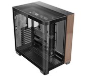 Antec Madera curva C8, ventiladores no incluidos, panel frontal de madera, vidrio curvado único súper gran angular, diseño de doble cámara, tipo C, soporte de radiador de 360 mm, compatible con RTX