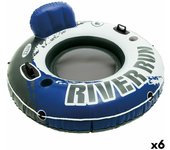 Sillón hinchable para piscina intex river run azul blanco 135 x 13,5 cm (6 unidades)