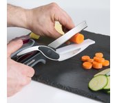 InnovaGoods® Tijera Cuchillo 2 en 1, Cortador de Verdura, Cuchillos Cocina, Tijeras Cocina, Juegos de Cuchillos de Cocina, Utensilios de Cocina, Cuchillo Tijera con Mini Tabla de Cortar Integrada