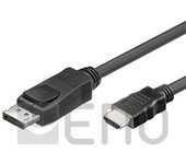 Alcasa DP-HDMI adaptador de cable de vídeo 2 m DisplayPort HDMI tipo A (Estándar) Negro
