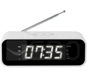 Thomson CR221I - Radio despertador (Cargador inalámbrico de inducción, AUX-IN 3.5 mm, radio FM, USB, doble alarma) color blanco