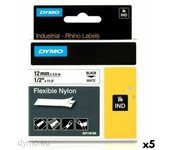 Cinta laminada para rotuladoras rhino dymo id1-12 12 x 3,5 mm negro blanco autoadhesivas (5 unidades)