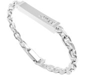 Guess Colección X PLATE. Pulsera de acero inoxidable para hombre, plateada, el regalo para hombres con estilo.