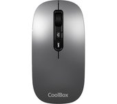 CoolBox W02 Ratón Inalámbrico Silencioso con Botón IA, Recargable, Ambidiestro, Triple Conexión Inalámbrica BT3.0, BT5.0 y 2.4Ghz, dpi Ajustable. Mouse Inalámbrico para Portátil,PC,Mac,Apple. Gris