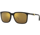 Armani Exchange - Gafas de sol para hombre, montura negra mate, lentes amarillas espejadas, 57 mm, Amarillo espejado, 57 mm