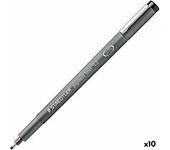STAEDTLER 308 / Pigmento Forro 1.2 mm, 12 Largo Punta Metálica, Caja de 10 - Negro