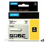 Cinta laminada para rotuladoras rhino dymo id1-9 blanco negro 9 x 5,5 mm vinilo (5 unidades)