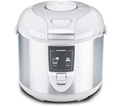 Gastroback 42507 Arrocera eléctrica, Capacidad 3 litros, para cocer 5 Tazas arroz, 700 W, Acero Inoxidable