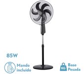 Ventilador de pie tolon negro 3 vel.85w 6aspas remoto temporizador 3modos de aire regx50x43 cm