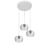 FABRILAMP Plafon Estela 3xe27 Blanco Regx36x36 Cm C/tulipas Cristal Tallado Transparente