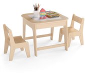 Costway Juego de Mesa y Sillas para Niños Mesa de Actividades Infantil con Almacenamiento Oculto para Arte Manualidades