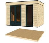 Décor et Jardin Caseta de jardín + suelo Decor Home (Medidas ext. (An x Pr): 365 x 299 cm, Madera, Antracita, Natural)