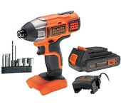 Black+Decker Atornillador de impacto de batería BDCIM18D1A (18 V, 1 batería, 2 Ah, 155 Nm) + Garantía BAUHAUS 5 años para equipos eléctricos y...
