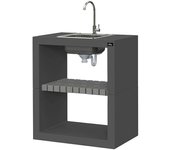 Collippo Maia Mesa auxiliar con fregadero para barbacoa (L x An x Al: 77,5 x 43,5 x 87 cm, Negro)